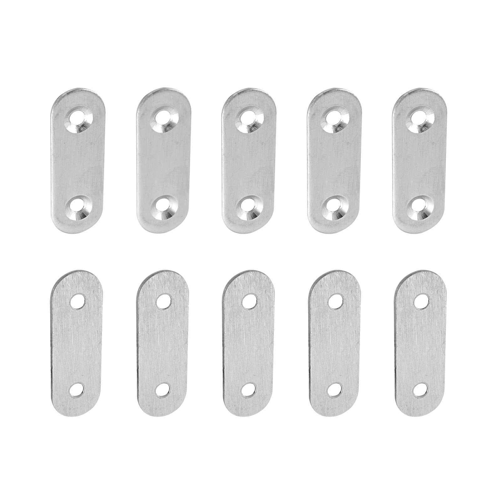 DTGN 50x16x2mm(LxWxT) Flat Straight Brace Plate -60Pack- Good for Furniture Repairing - Stainless Steel Brace Plate - Silver Tone