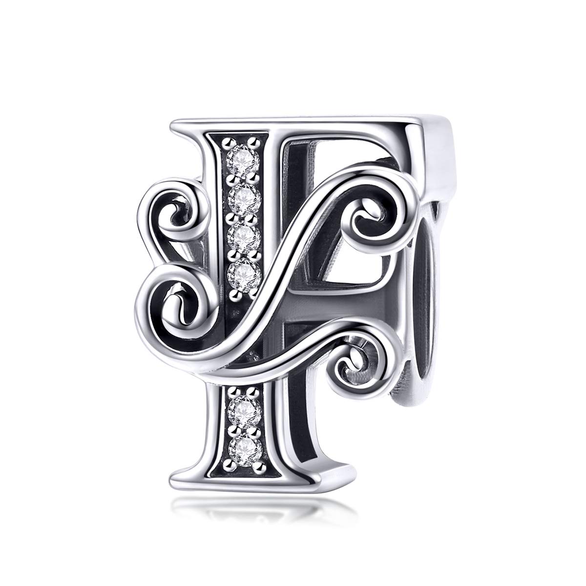 Lorrifal Solid 925 Sterling Silver Initial F Letter Charm A-Z Bead for Pandora European Bracelets Necklace Women Jewelry Gift โ image 1