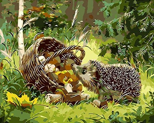 DIY Painting By Numbers Hedgehog Animals Modern Wall Art Picture Hand Painted Oil Painiting on Canvas for Gift
