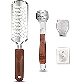 Colossal Foot Rasp & Wood Handle Callus Shaver (10 Replacement & 1 File Foot Heads), Pedicure Foot File Kit, Heel Scraper for