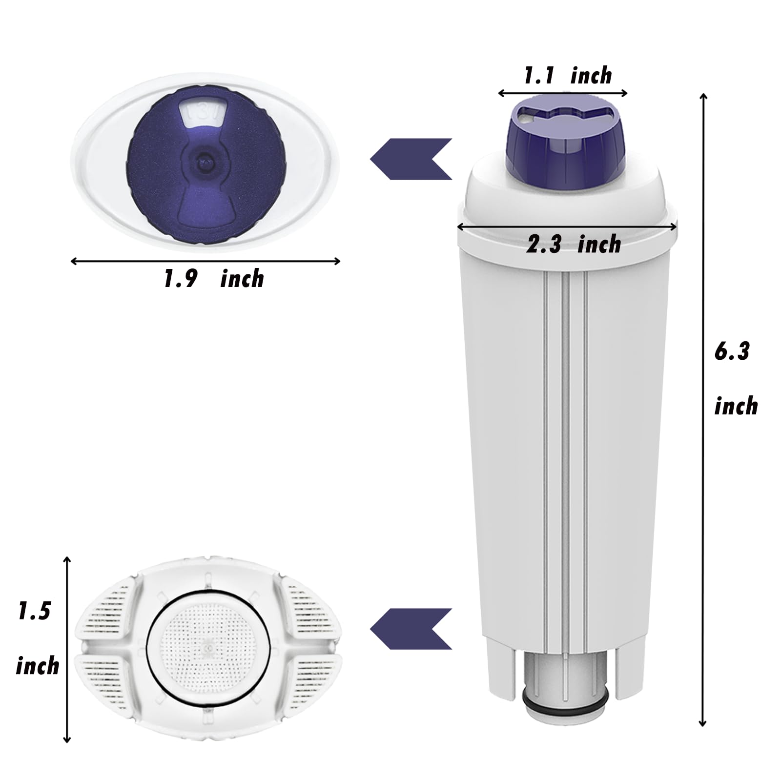 Wasserfilter für Delonghi Kaffeevollautomat, Wasserfilter für Delonghi Filter Dlsc002 Kompatibel mit Espressomaschinen und Magnifica S, ECAM, ETAM, EPAM-Serie (2 Stück) 5