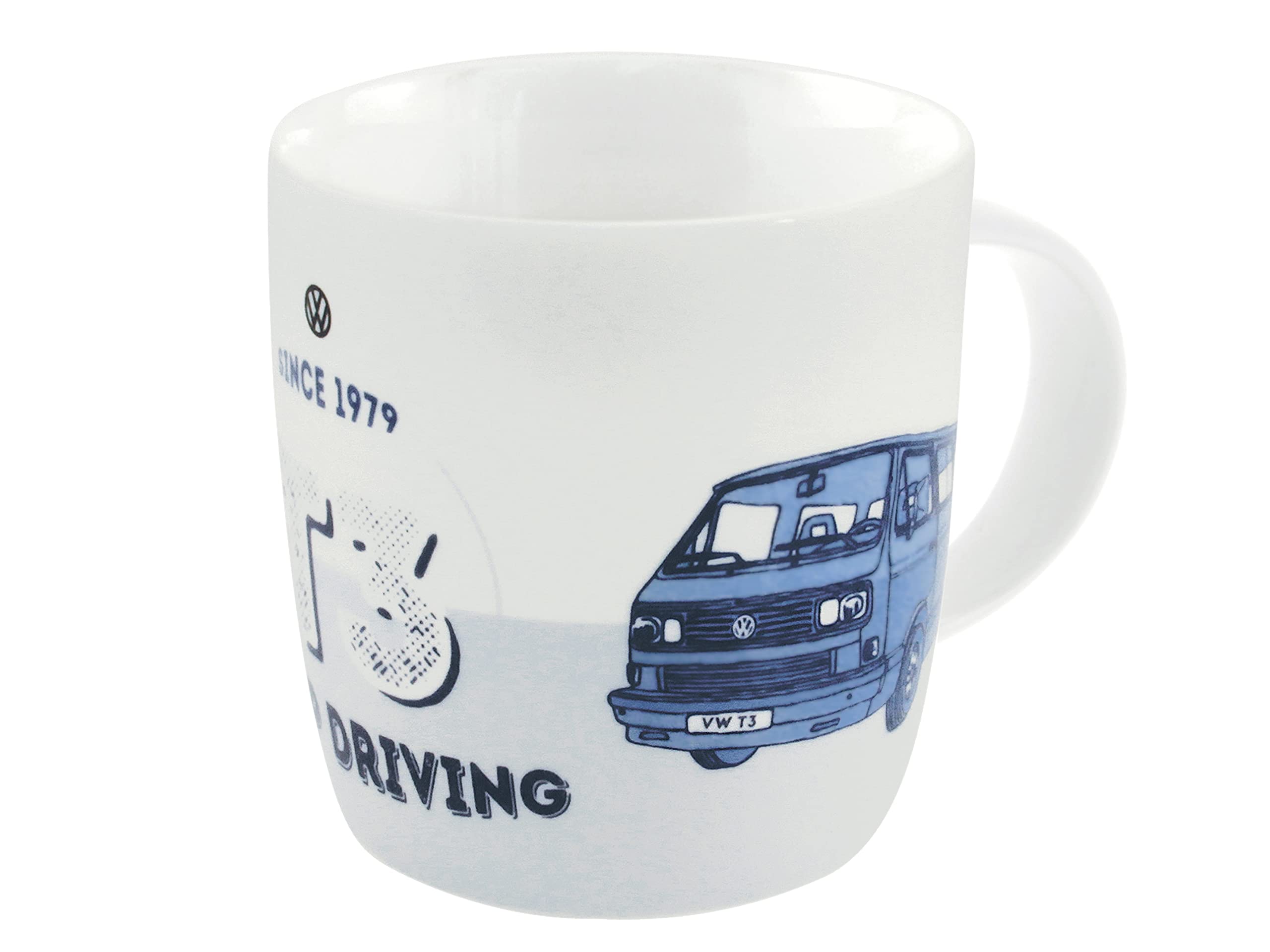 BRISA VW Collection - Volkswagen Large Ceramic Coffee-Tea-Cappuccino Mug Cup in T3 Bus Vanagon Design (Keep Driving/Blue)