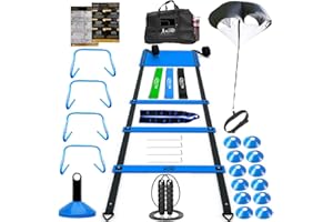 MLCINI Agility Ladder 1 Agility Training Equipment 1 Resistance Parachute 4 Adjustable Hurdles 12 Disc Cones 1 Jump Rope 3 Resistance Band 1 Yoga Band Agility Speed Training Equipment for Youth&Adults