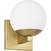 Ntsunxeko Aged Brass Wall Sconce Light, Modern Sconces Wall Lighting, 1 Light Globe Bathroom Vanity Lighting with Opal Glass 
