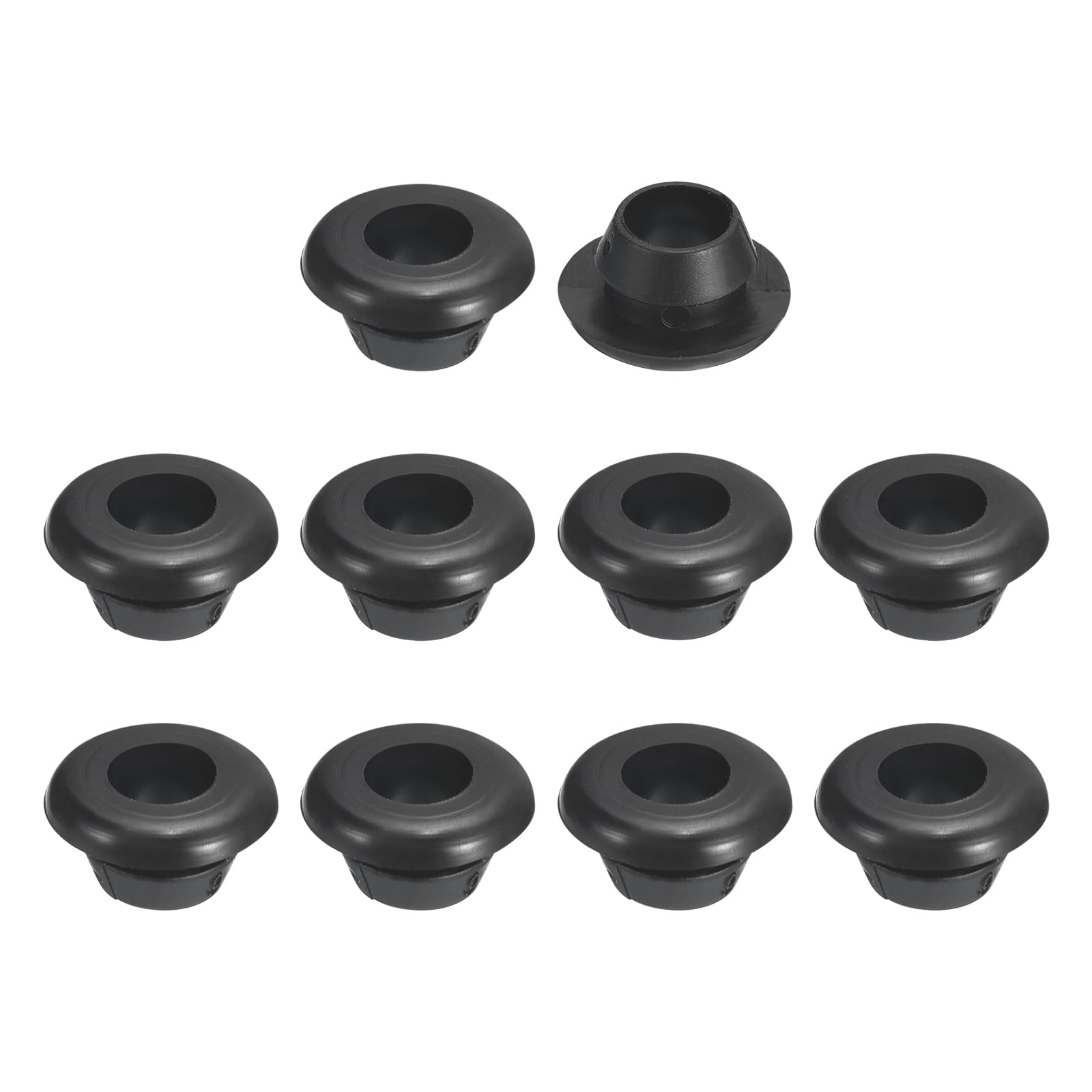 Photo 1 of uxcell 30 Pcs Rubber Grommets, 7mm ID 9mm Drill Hole Double Sided Hollow Firewall Hole Plugs Round Electrical Wiring Gasket, Black