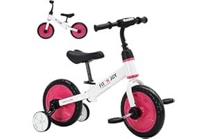 UBRAVOO Trike to Bike Riding Tricycles for Boys Girls 2-5, Fit 'n Joy Kids Balance Bike with Pedals & Training Wheels Options, 4-in-1 Starter Toddler Training Bicycle