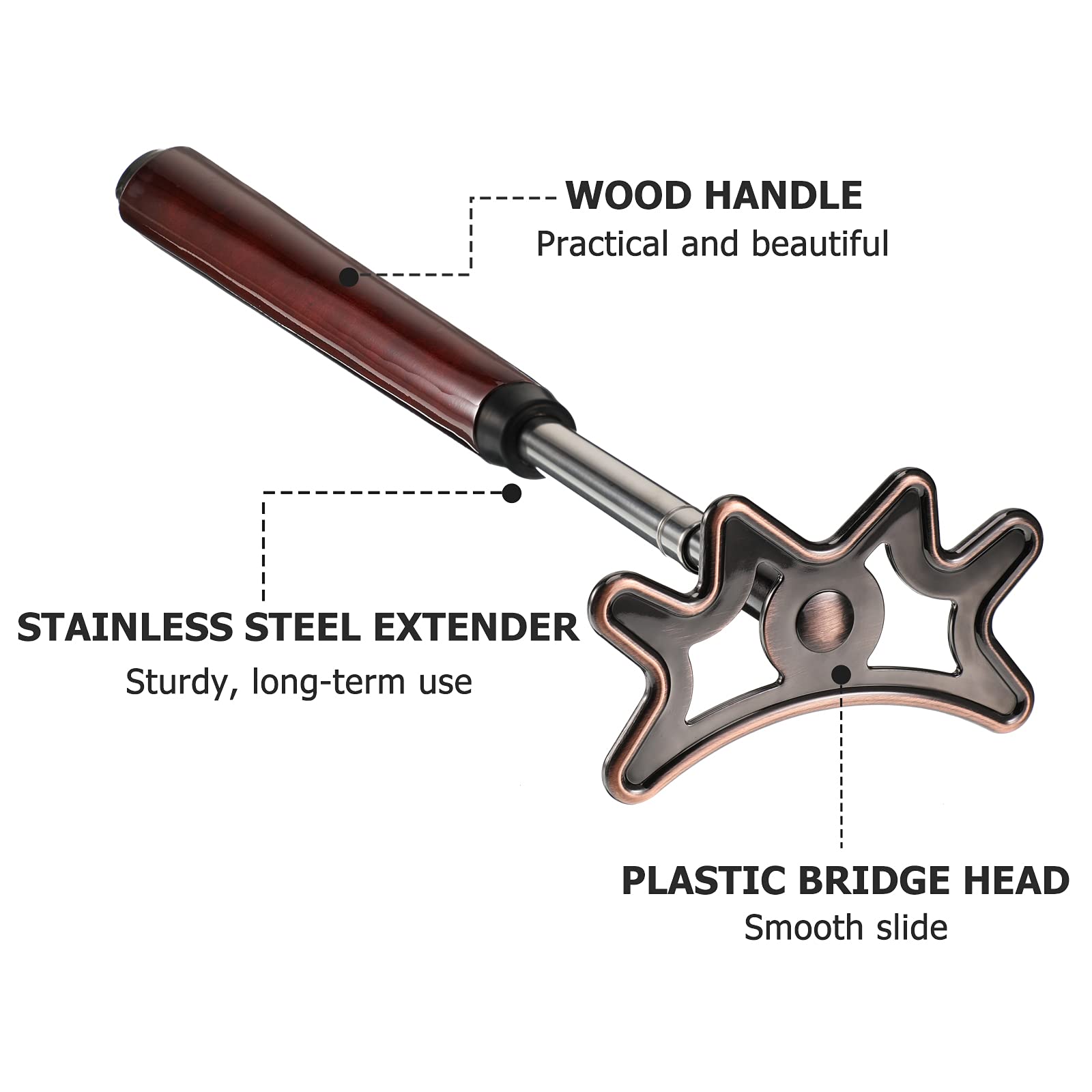 Replaceable Bridge Head Pool Cue Bridge Stick Set - 57 Inch Wooden Billiards Rest For Hard-to-Reach Shots Pool Table Set