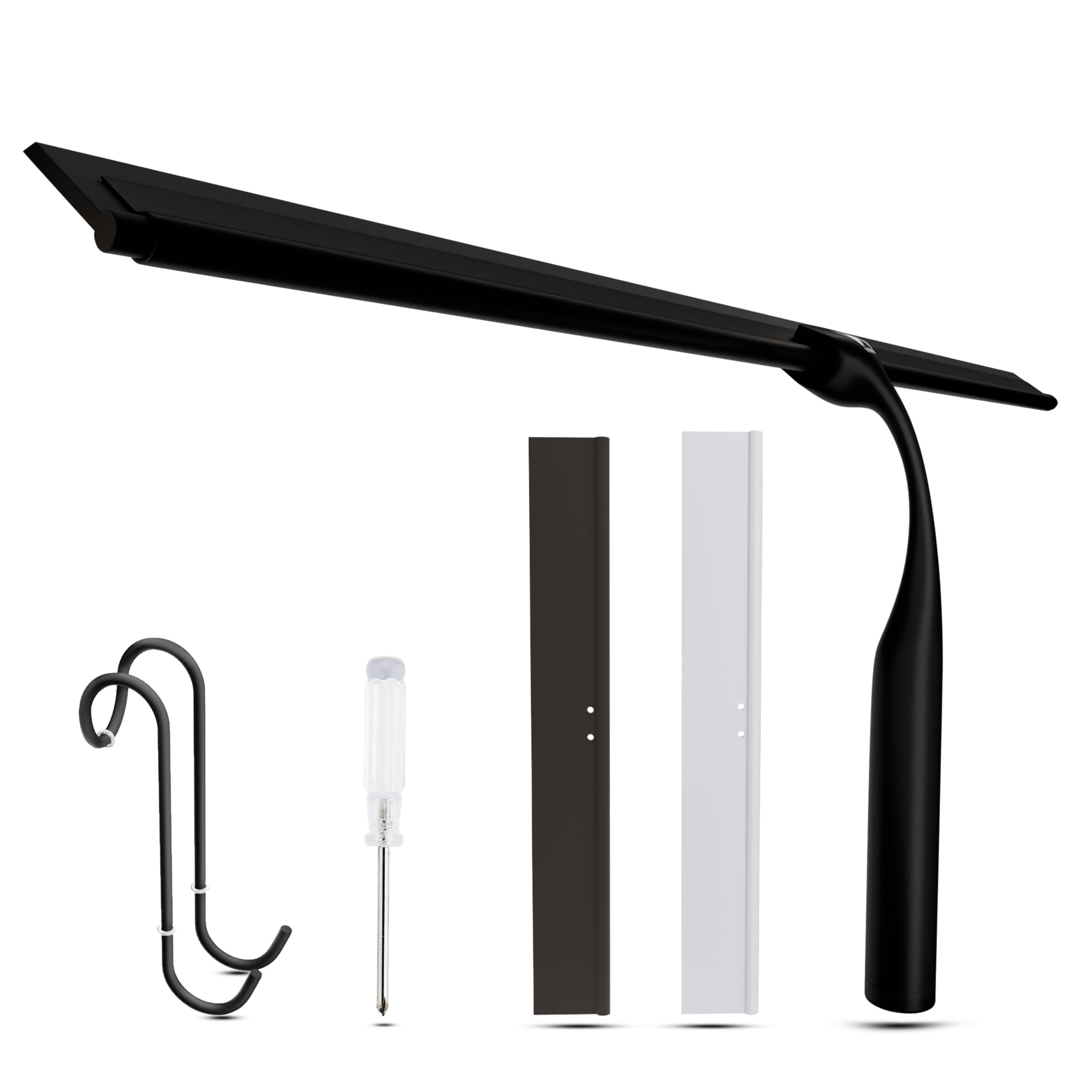 Wunset 40 cm Black Shower Squeegee, Large Window Squeegee - 6 Pieces Set Including 2 Replacement Silicone Lips, Squeegee Shower Cleaner for Shower Doors and Various Smooth Surfaces (40 cm, Black)