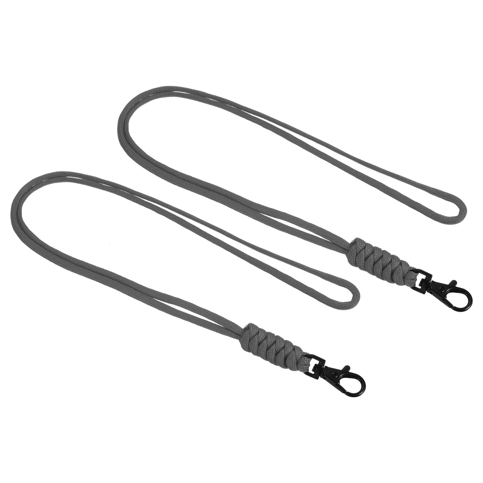 PATIKIL Paracord Lanyard with Lobster Clasp 19 Inch, 2 Pack Necklace Keychain Cord Metal Hook Strap for Keys Whistle Badge Holder, Gray
