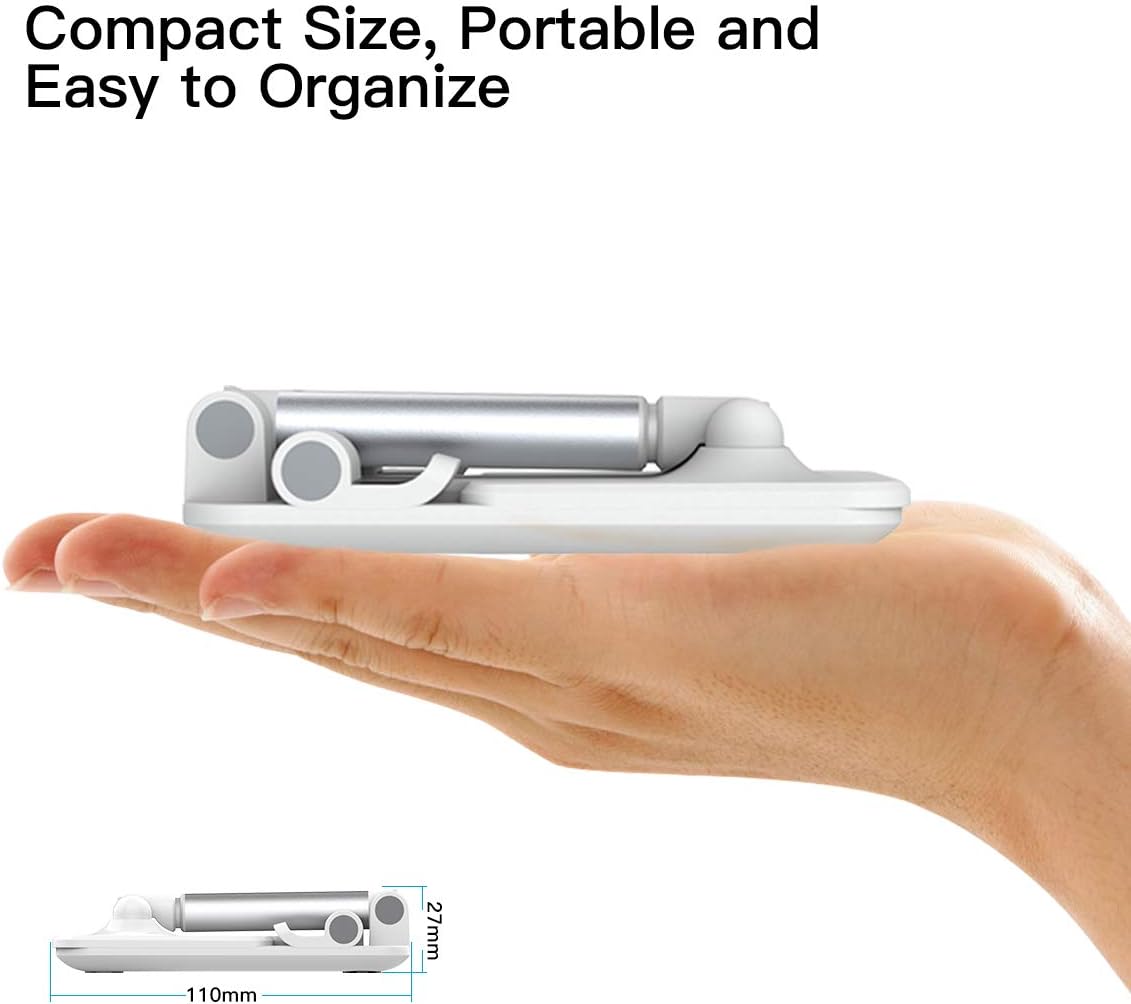 Adjustable Phone Stand for Desk, Foldable Cell Phone Holder for Desk, Stable Aluminum Desktop Holder, Universal Tablet Adjustable Stand Compatible with Mobile Phone/iPad/Tablets (Black): Electronics