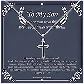 Someki To My Son Necklace Christian Cross Pendant Xquisitely Engraved Lord'S Prayer Necklace Birthday Inspirational Gifts for Son