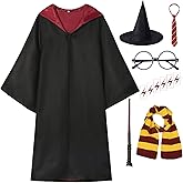 QAQ-COSPLAY Wizard Costume for Kids 3-15, Wizard Robe with Dress Up Set for Halloween Cosplay Party