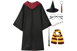 QAQ-COSPLAY Wizard Costume for Boys Girls, Wizard Robe with Accessory Set for Halloween Cosplay Party