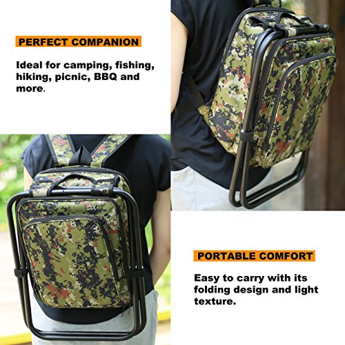 ROMANTICIST Heavy Duty Picnic Backpack Stool with Cooler & Tableware - All-in-1 Folding Backpack Chair with Insulated Bag for 2 Person - Ideal Camping Gift for Beach Fishing Sporting Hiking Outdoor