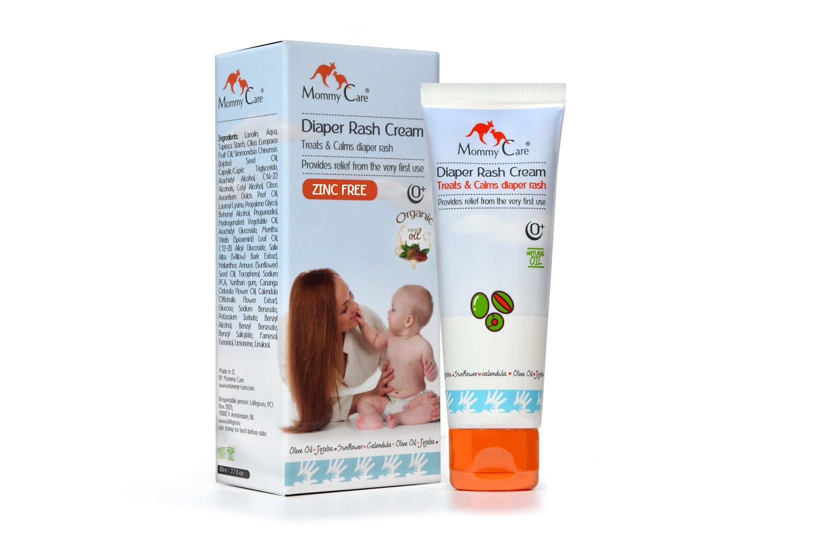 mommy care Diaper Rash Cream zinc free 80 ml / 2.7 fl oz. Soothing and Nourishing. with Jojoba oil & Olive oil
