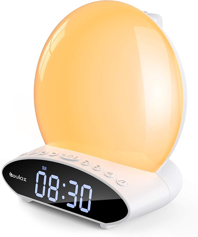 COULAX Wake Up Light Upgraded Sunrise Alarm Clock Time Projection