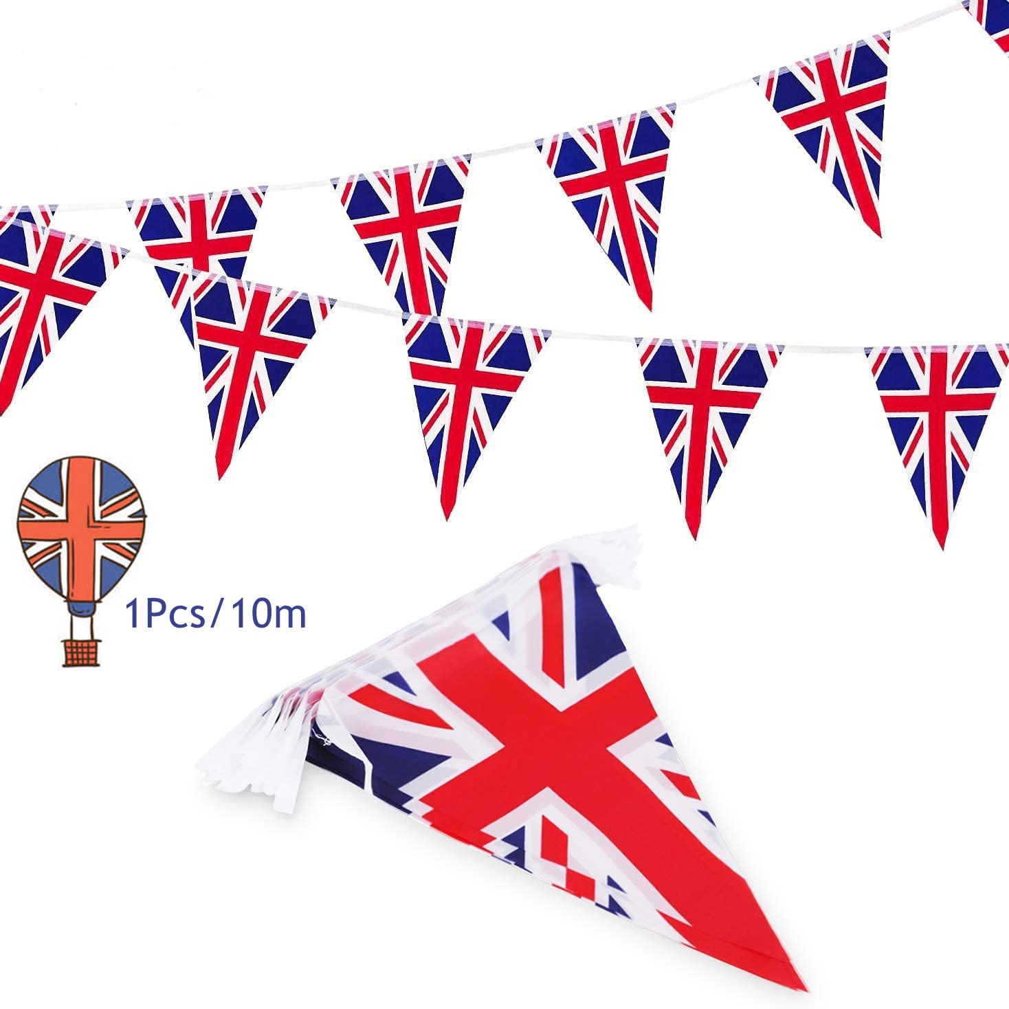 2022 Queen's Platinum Jubilee Decorations - 10m/33FT Union Jack Bunting Flag UK Patriotic Bunting with 30 Flags British Bannersfor Celebration 70 Years Royal Queens Street Party Events