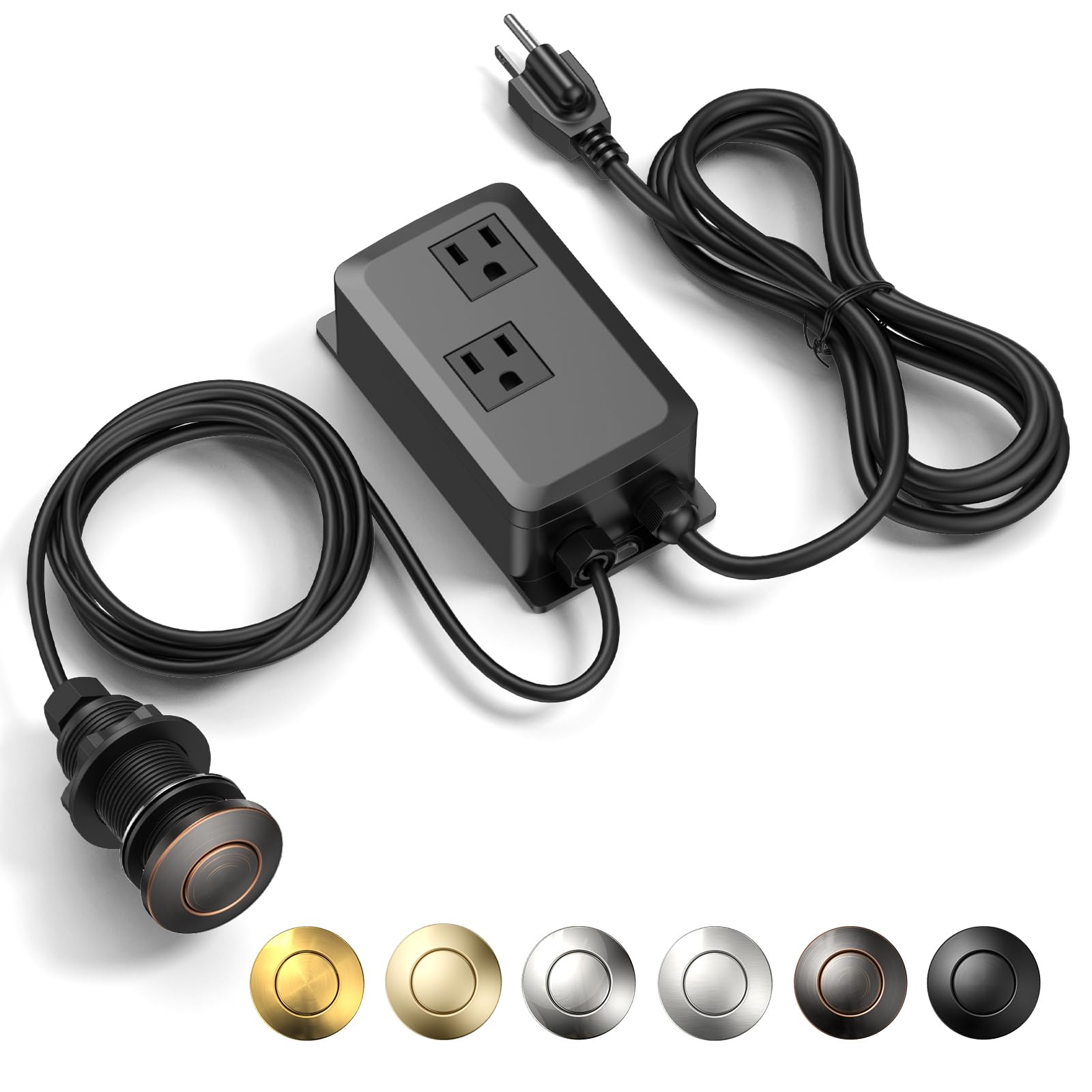 Photo 1 of ANWOLL Garbage Disposal Air Switch Kit -Professional- Dual Outlet, Sink Top Waste Disposer On/Off, Garbage Disposal Button, Brass Made Cover, UL Listed