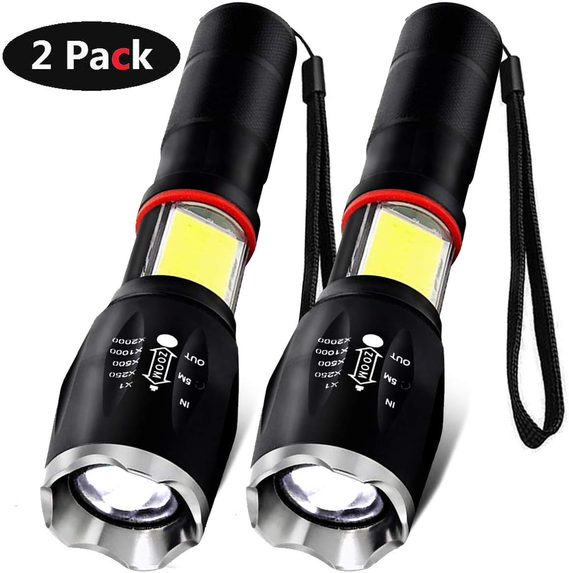Torch, Battery Included COB LED Torches with Work Torch Light