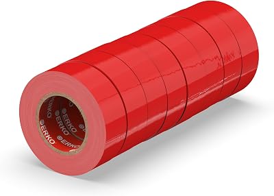 ERKO Red Electrical Insulation Tape 8 Pack 3/4in x 66ft PVC 19mm x 20m