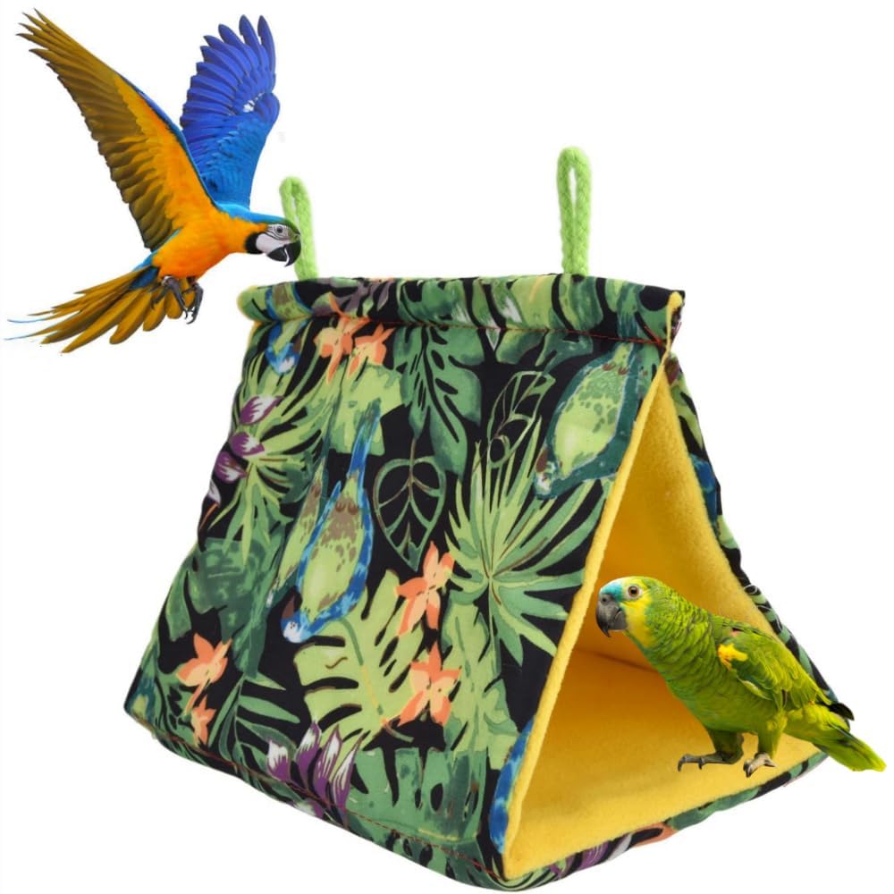 Kovcfon Parrot Hanging Cage Small Pet Warm Hanging Bed for Parakeets Myna Pigeon Tropical Rain Forest
