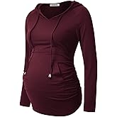 GINKANA Maternity Hoodie Long Sleeves Shirts Casual Maternity Top Pregnancy Sweatshirt Casual Clothes
