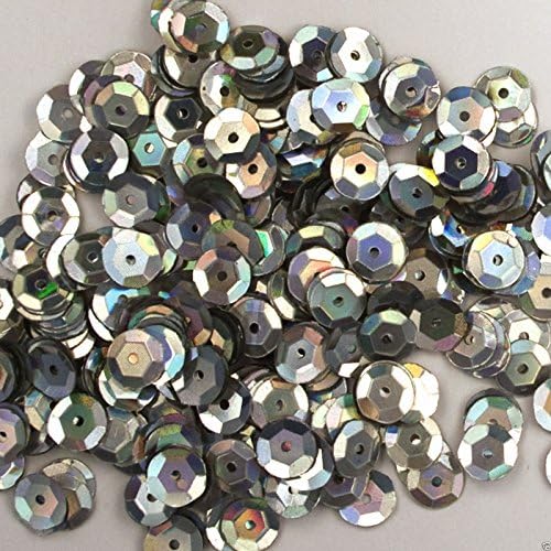 Small 8mm Sequins Round Cup Loose Silver Magic Metallic Embroidery Bridal Applique Arts Crafts Projects Kit Embellishments Clothes Crafting Fabric Decorations (Pack Of 400 Pieces )