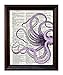 Fresh Prints of CT Dictionary Art Print - Sea Monster/Giant Squid Purple Tentacles - Printed on Recycled Vintage Dictionary Paper - 8.5