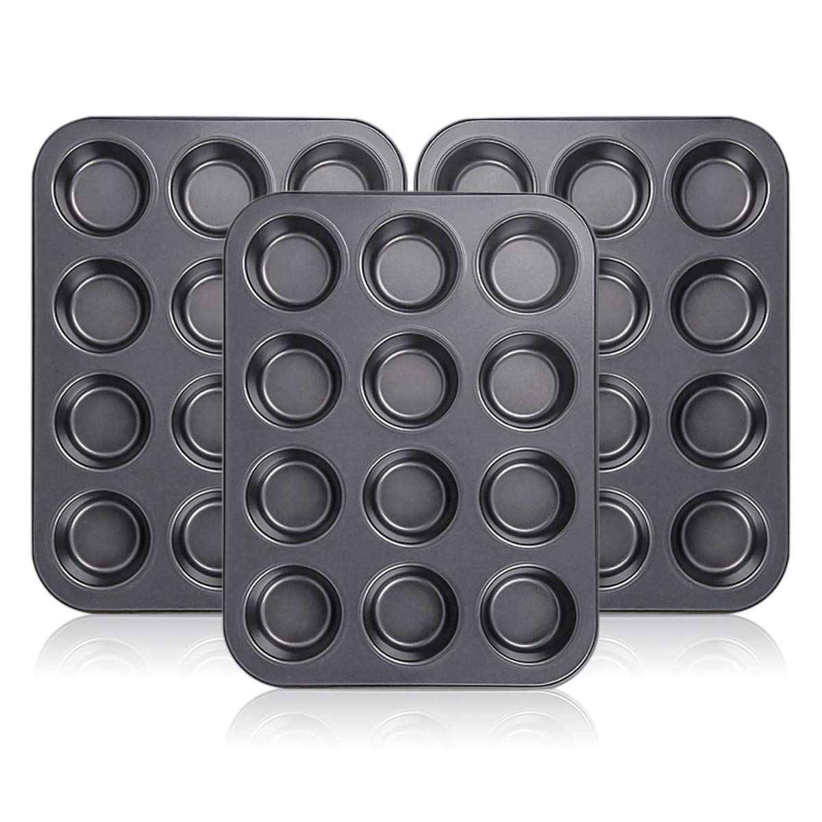 Photo 1 of *Item Is Dirty*
Kingrol 12-Cup Muffin & Cupcake Pans, Set of 3 Baking Pans, Non-stick Bakeware, 1.1" Deep