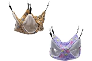 2Pcs Rat Hammocks for Cage, 2-Layer Warm Chinchilla Hanging Bed, Soft Hamster Bed for Sleeping and Playing Small Animal Pet p