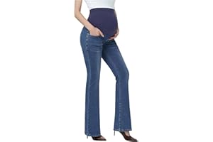 Venjoe Women Stretch Maternity Bootcut Jeans Over The Belly Pregnancy Flare Denim Pants