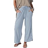 Malajisi Women's Casual Wide Leg Pants High Waist Drawstring Sweatpants Baggy Athletic Trousers with Pockets