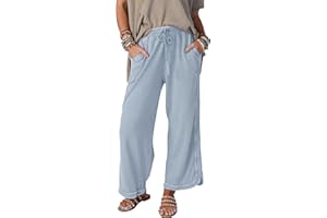 Malajisi Women's Casual Wide Leg Pants High Waist Drawstring Sweatpants Baggy Athletic Trousers with Pockets