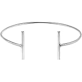 AeraVida Modern T Bar Lines .925 Sterling Silver Open-Ended Adjustable Cuff Bracelet | Sterling Silver Bracelets | Jewelry Gifts for Women