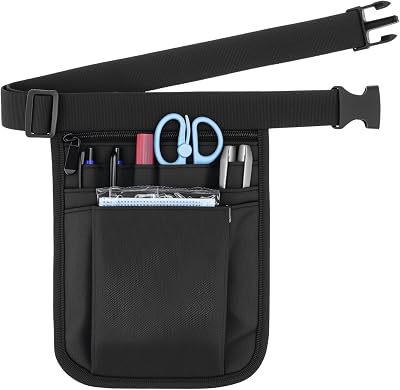 QWORK Nurse Waist Bag Pouch Organizer Medical Supplies Scissors Bandage Black
