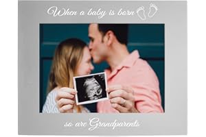 CustomGiftsNow When a Baby is Born so are Grandparents Anodized Aluminum Hanging/Tabletop Group Family New Baby Child Photo Picture Gray Frame (5x7-inch Horizontal)