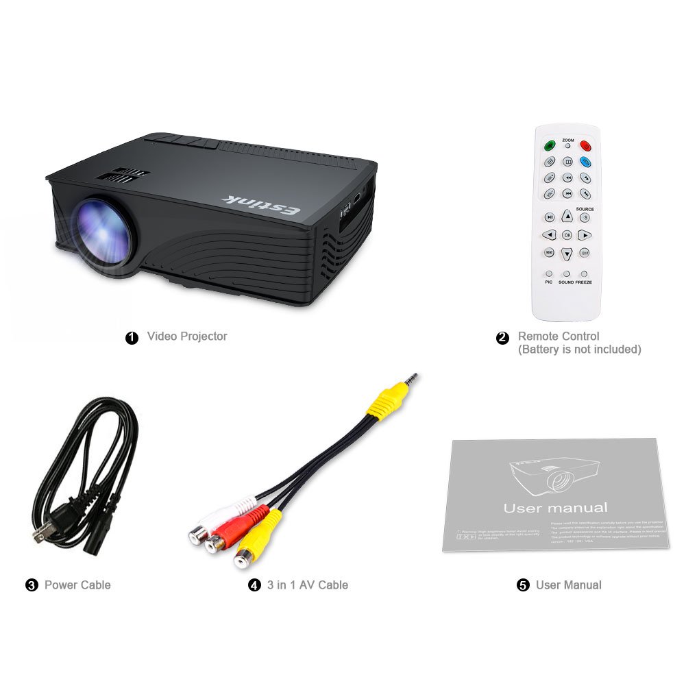 Video Proyector HD 1080P Mini Proyector LED 1200 Lúmenes 800*480 ...