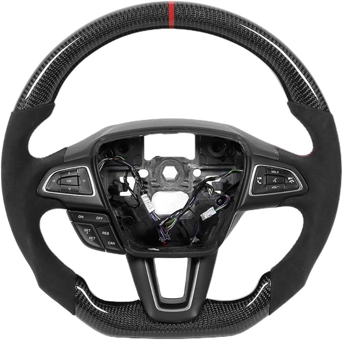 Qiilu Carbon Fiber Steering Wheel, Suede W/Stitching