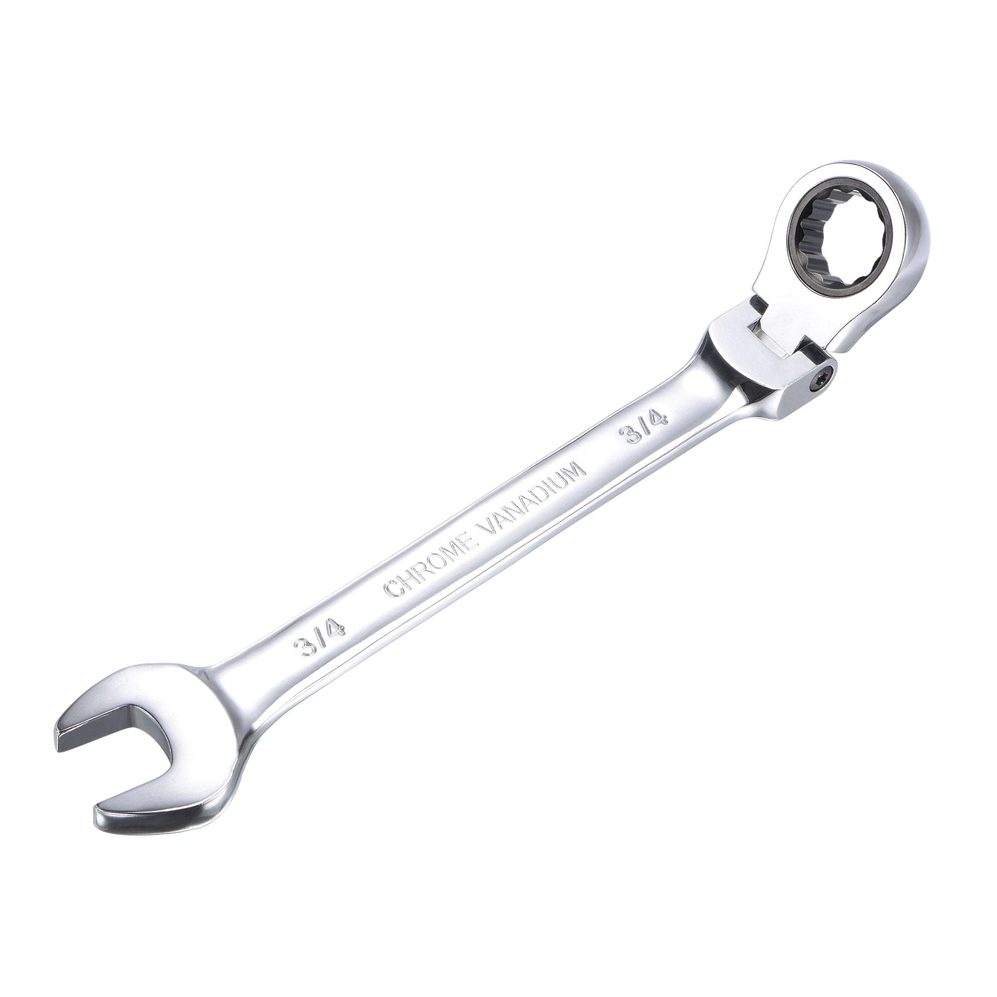 sourcing map 3/4 Inch Flex-Head Ratcheting Combination Wrench SAE 72 Teeth 12 Point Ratchet Box Ended Spanner Tools, Cr-V