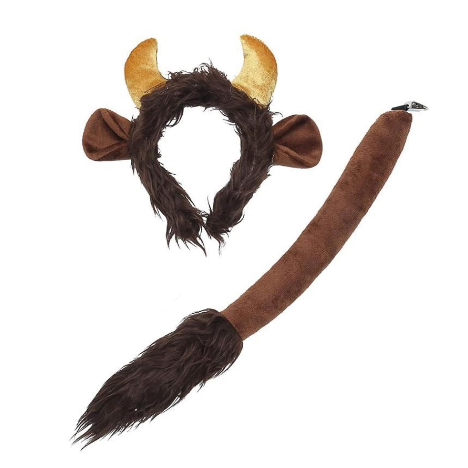 JNAWA 2 Pieces Bull Horns Costume Set Black Funny Bull Cow Ears and Tail Animal Halloween Cosplay Set for Boys and Girls Devil Festival Theme Accessories