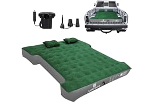 Umbrauto Truck Bed Air Mattress for 5.5'-5.8' Full Size Short Truck Beds, Inflatable Pickup Truck Sleeping Pad, Airbed for Outdoor Tent Camping with P (Green, Fits 5.5-5.8ft Truck Bed)