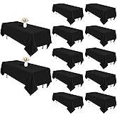 Heneger 12 Pack Black Tablecloths 60 x 126 Inch Rectangular Table Cloths for Rectangle Tables 8ft, Wrinkle Resistant Black Table Cloth Washable Polyester Fabric for Buffet Wedding Party Banquet