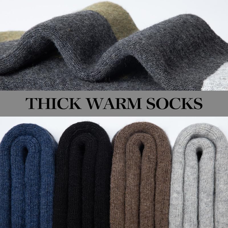 LBOYLOVE® 5 Pairs of Merino Wool Socks for Men, Winter Warm Thermal Crew Socks for Hiking, Running, Skiing, Cold Weather