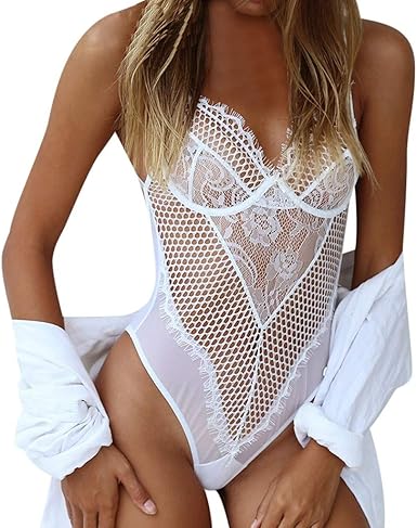 Mujer Body Transparente Conjunto, JiaMeng Moda de Encaje sin Espalda lencería Ropa Interior Ropa de Dormir Conjunto Mono de Lencería Picardias Encaje Pecho Abierto: Amazon.es: Ropa y accesorios
