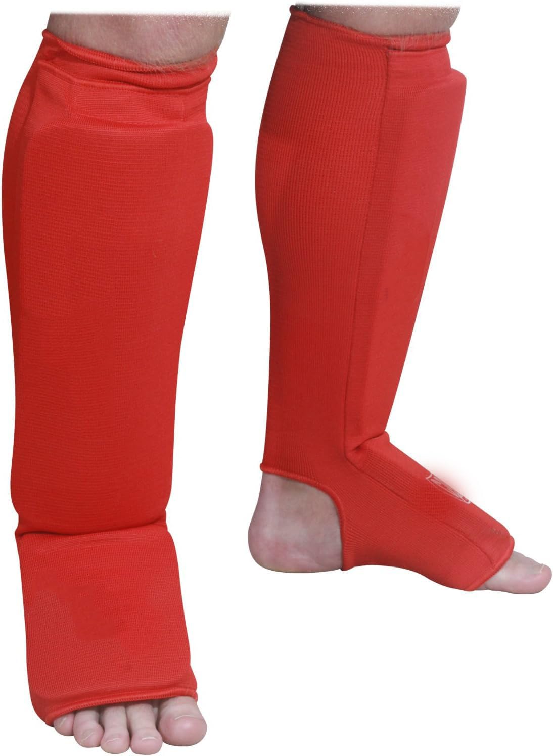 Muay Thai MMA Kickboxing shin Guards, Elite Sports Instep Guard Sparring Protective Leg shin Kick Pads for Kids & Adults (M, Red)
