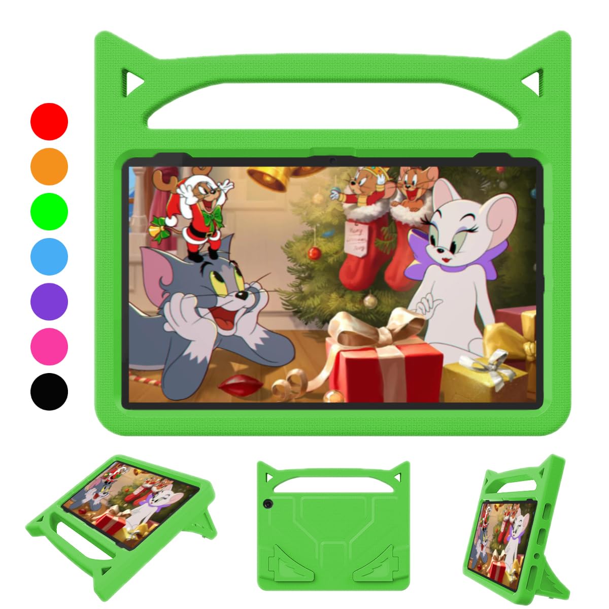 Photo 1 of 10 inch Tablet case for Kids,Light Weight Shock Proof Handle Stand Kids Friendly.2023/2021 Release.Incompatible with TCL iPad Samsung 10in Tablet. (Green)