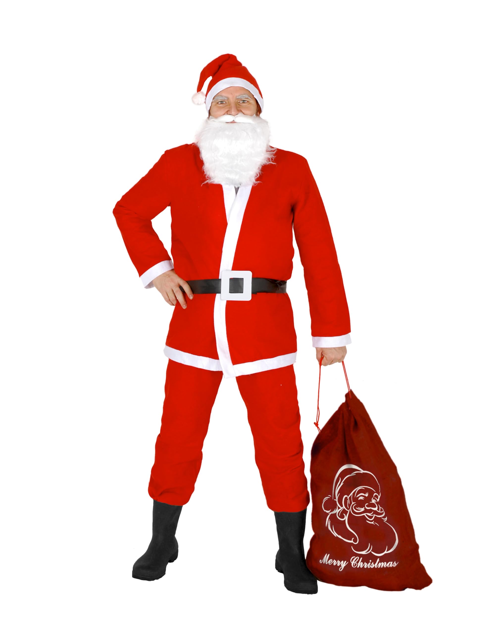 Ciao 25010 - Santa Claus with Jute Bag, Red/White, One Size