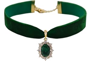 MOMOCAT 14K Gold Plated Sapphire Imitation Velvet Choker Necklace for Women Thick Chokers Birthstone Chocker Vintage Pendant Necklaces Chockers for Women Teen Girls Princess Costume Jewelry Aesthetic