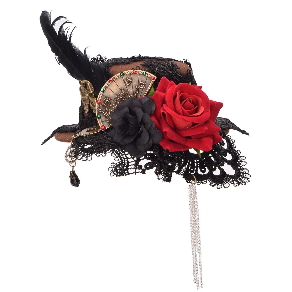 BLEBLESSUME Victorian Steampunk Women Mini Top Hat Hair Clip (D) โ image 1