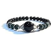 Handmade Black Onyx, Malachite and Black Tourmaline Healing Bracelet 7 Inches